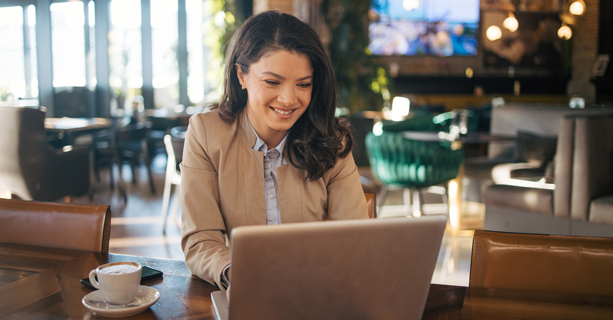 An agent working in a coffeeshop