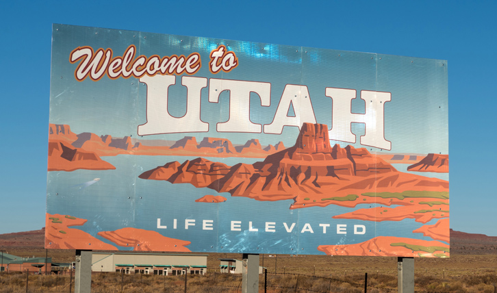 Welcome to Utah sign